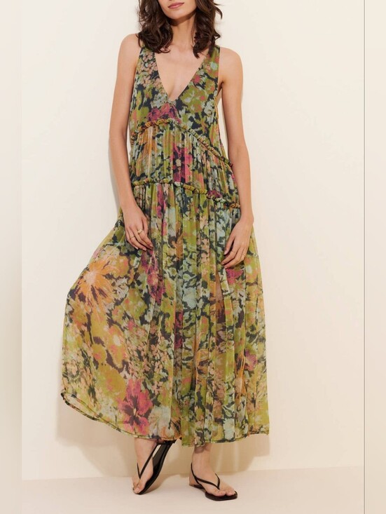 Free People Dresses & Skirts - 🪷 Free People Maxi Dress Sz M Julianna Green Floral